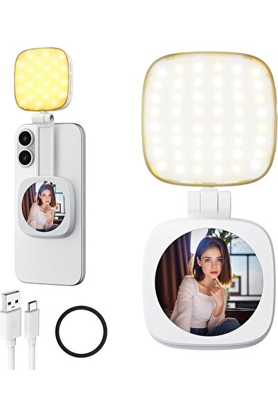 GENERAL Magnetic Selfie Light for Phone: 5 Led Mode with Mirror Compatible fo...