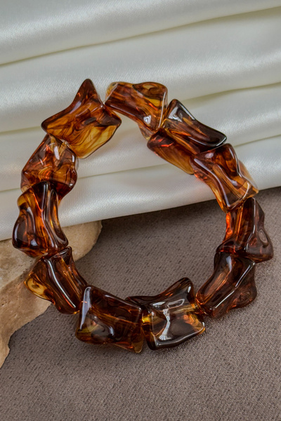 Dore Collection Hot Amber Baroque Cut Natural Stone Bracelet