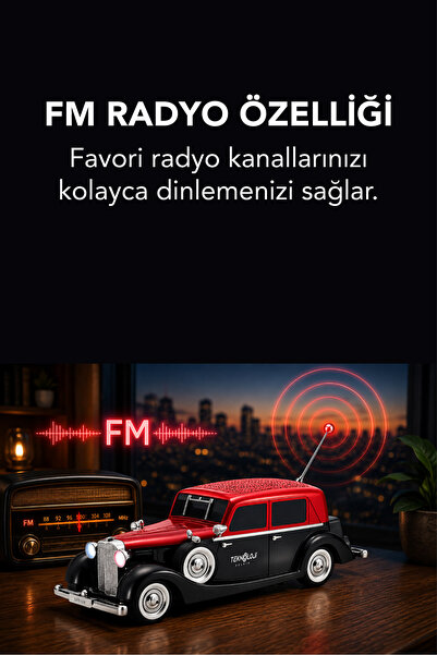 Teknoloji Gelsin Retro Bluetooth Hoparlör 10W Vintage Araba Tasarımlı FM Radyo USB TF Kart Destekli Tws Stereo