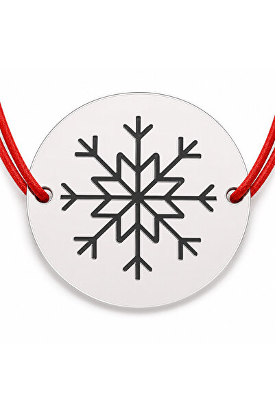 Simoshop Brățară argint 925 cu bănuț fulg de nea geometric, șnur reglabil — c...