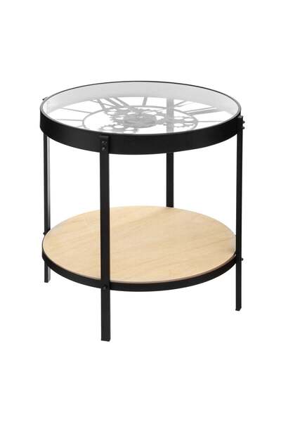 Atmosphera Măsuță auxiliară cu ceas - Negru, D.51 cm
