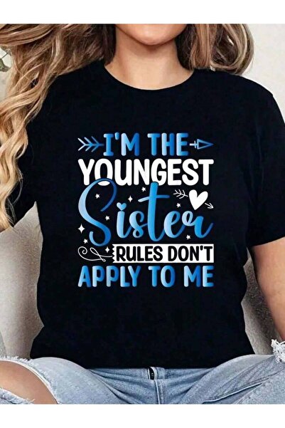 NOURAM Youngest Sister Rules Dont Apply To Me Joke Younger Sibling Print Roun...