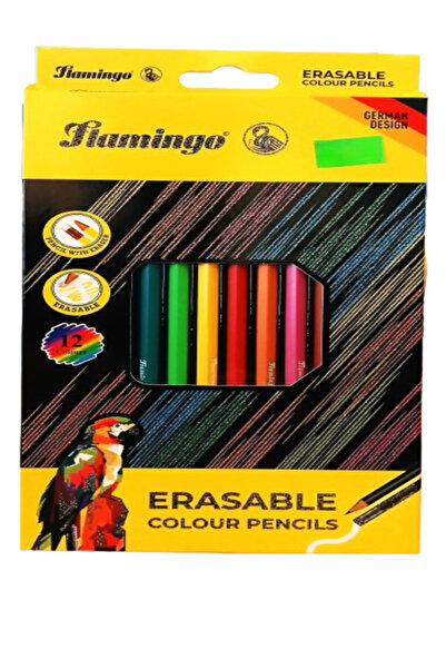 Flamingo Erasable Colour Pencils - Pack of 12 Pieces