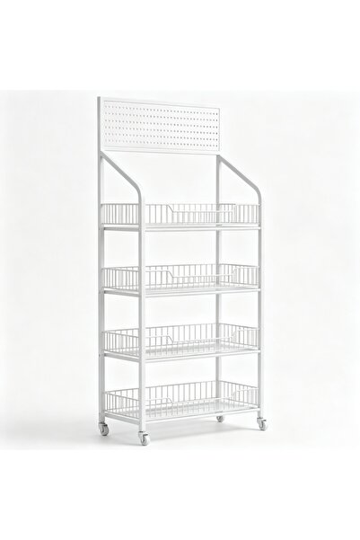 Generic Brand Multi-Tier Metal Storage Rack with Wheels, Mobile Snack Display...
