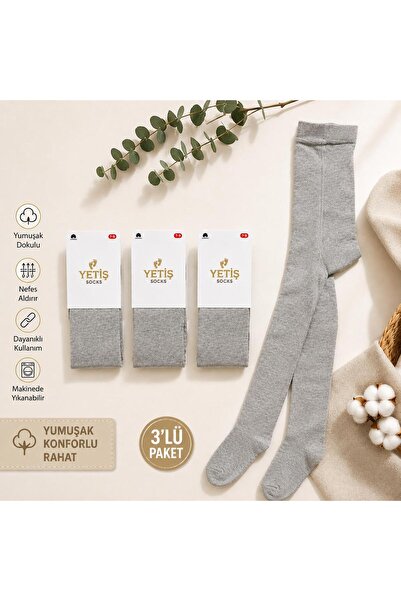 GRİ PAMUKLU KİLOTLU ÇORAP BURUN DİKİŞSİZ.