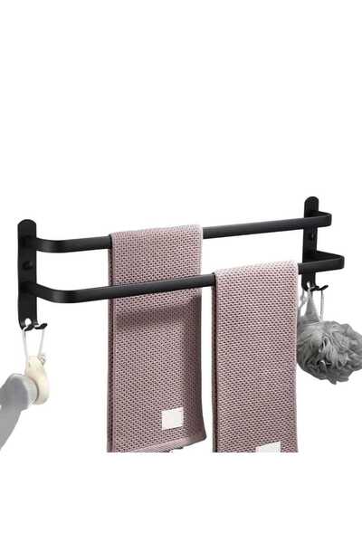 STARSTAR Wall-mounted towel rack with 2 hooks, suitable for bathrooms, hotels...