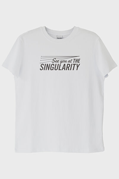 lofux نراكم في تي شيرت أبيض بسيط مطبوع عليه عبارة The Singularity