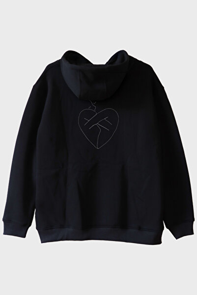lofux Heart Pattern Embroidered Hoodie - Valentine's Day Gift