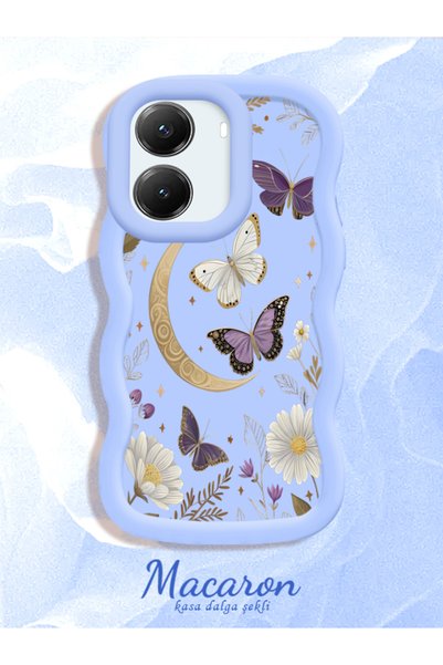 CHICASELUX Poco X7 Pro Compatible Wavy Frame Moon Butterfly and Flower Patter...