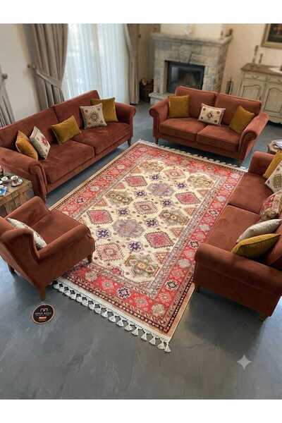 Antik Kilim %100 Antialerjik İnce Dokuma Makina Halısı Kaymaz Taban Özellikli %80 Cotton %20 Polyester