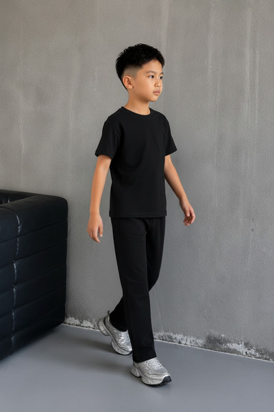 OKULCUBABA Children's Short Sleeve Crew Neck Oversize Flexible Comfortable Ca...