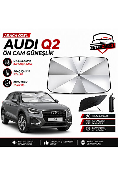 Oto Çizgi Audi Q2 Şemsiye Tip Ön Cam Güneşliği Katlanabilir UV Korumalı Araç ...