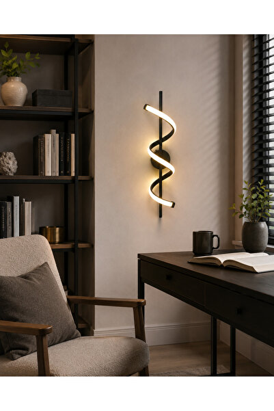 VEGA AYDINLATMA Helix Modern LED Burgu Duvar Apliği 50x8 cm Pilli ve Elektrikli