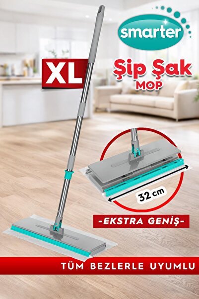 SMARTER XL Şip Şak Ekstra Geniş Mop Otomatik El Değmeden Tüm Bezlerle Uyumlu ...