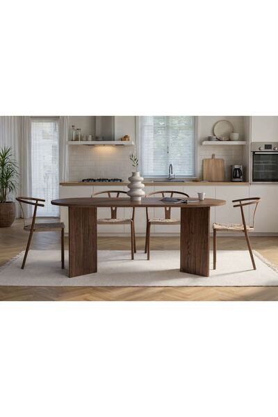 Mourah Home Sablin Modern Dining Table - 180 x 90 x 75 CM - Walnut Brown - M....