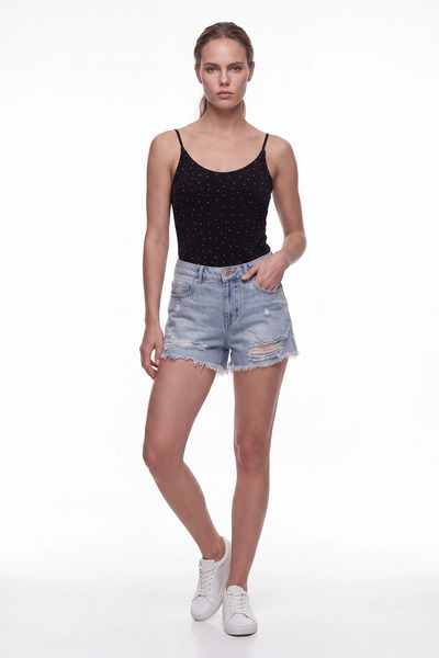 cemo Taş Detaylı Askılı Bodysuit