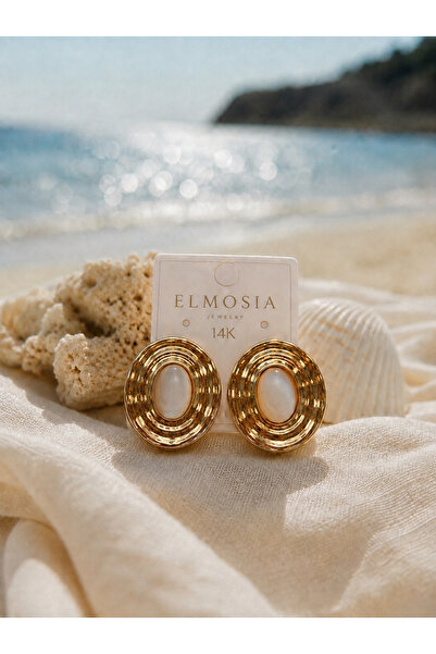 Elmosia Jewelry أقراط نسائية بيضاوية ذهبية اللون بتصميم حلقي كبير متعدد الطبقات
