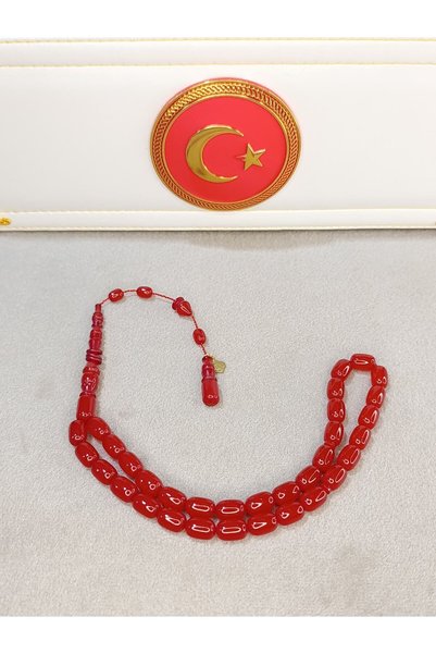 HALİL KOÇAK Sikma Amber Prayery Beads Red Color