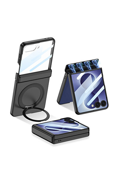 Nezih Case Galaxy Z Flip 8 Uyumlu Magsafe Sarj Destekli Ring Standlı Kılıf