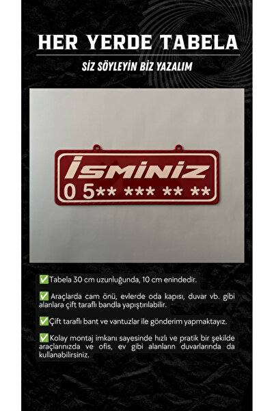 tabelacım Kişiye Özel PLeksi İsim Telefon No Tabelası (İSTEDİĞİNİZ YAZIYI YAZ...