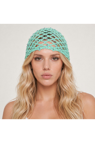 Bukiro Hand Knitted Mesh Beret Bohemian Women's Hat Summer Festival Beret wit...