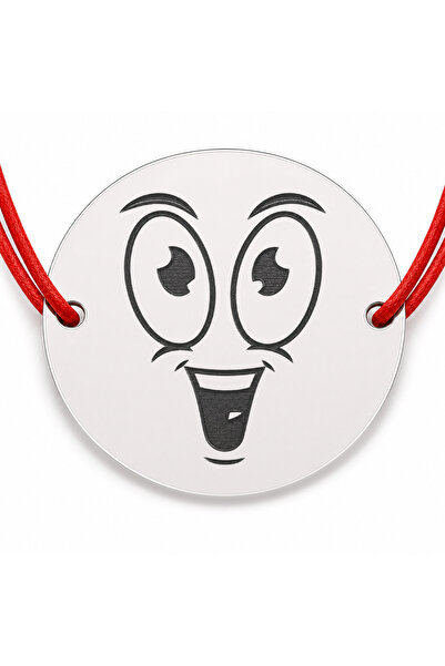 Simoshop Brățară argint 925 cu bănuț emoji, șnur reglabil — cadou simbolic