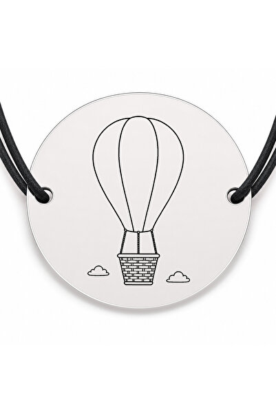 Simoshop Brățară argint 925 cu bănuț gravat balon cu aer cald, șnur negru reg...