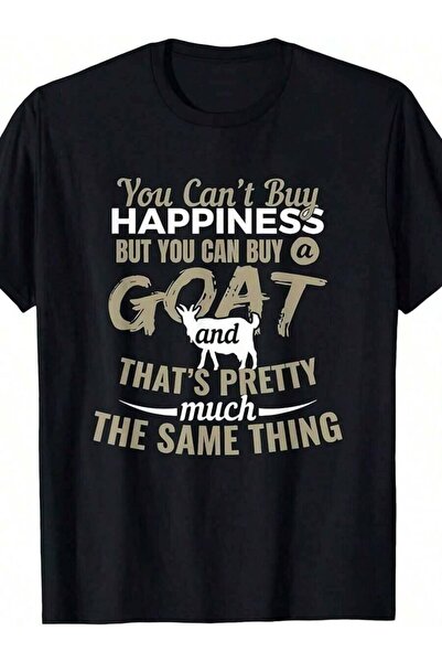 k222 Funny Lover Graphic T-Shirt "You Can't Happiness But You Can Buy Goats" ...