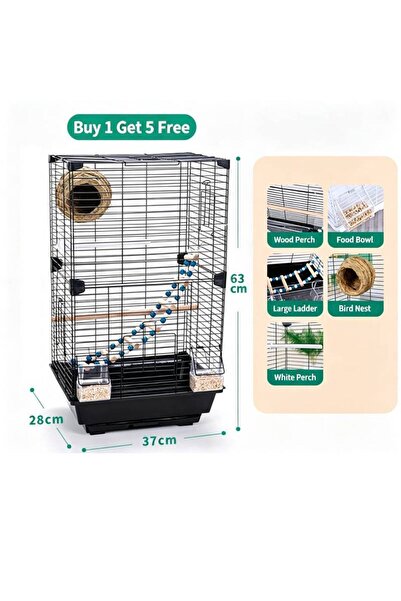 VmaxVision Bird Cage, Parakeet Cage with Ladder, Wooden Standing Pole, Bird's...