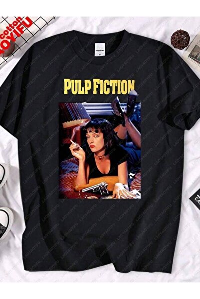 26LIK تيشيرتات صيفية كاجوال بأكمام قصيرة للرجال والنساء بتصميم ملصق فيلم Pulp...