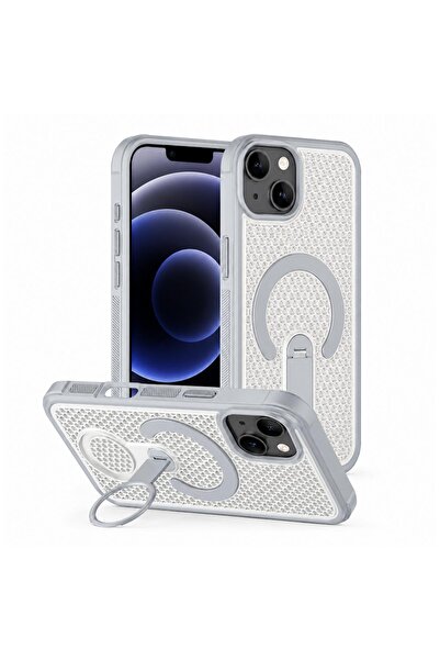Zebana Apple iPhone 15 Plus Uyumlu Kılıf CoolRing M-Safe Silikon Kılıf Gri