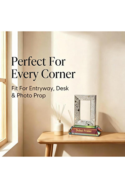 ARIANA Exquisite Desktop Photo Frame with Geometric Carved Patterns and Metal...
