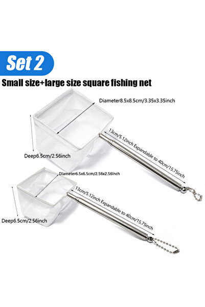 Choice4 Set 2 Aquarium Square Fishing Net With Suction Cup Extendable Long Ha...