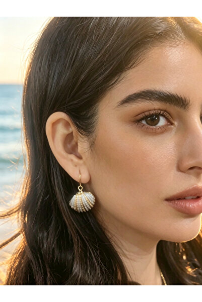 Noon Noora shell-shaped earrings stainless steel PVD plated with 18K gold ear...