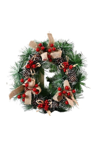 Rao Coronita pentru Craciun Diametru 32 Cm, din Brad Artificial, Decorata cu ...
