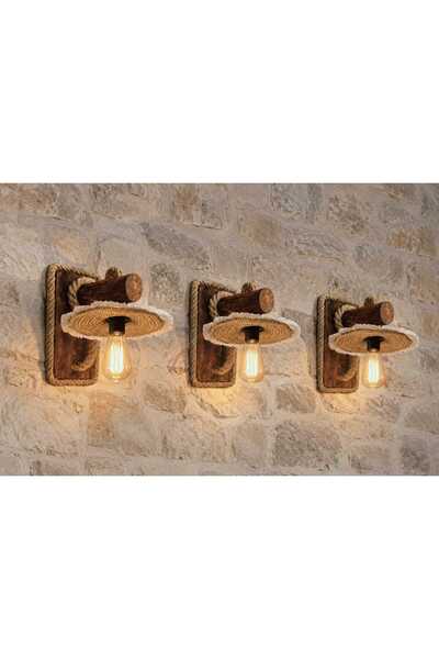 Eyzhen Set of 3 Handmade Tasseled Bohemian Wooden Wall Sconces with Shaped He...