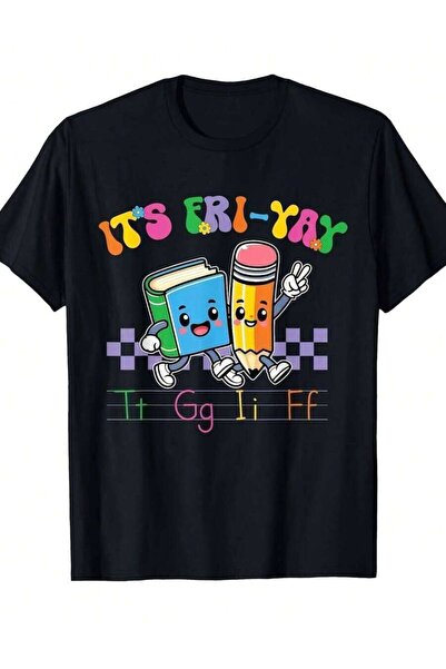 NOURAM Funny Friday-Themed Graphic T-Shirt Teachers, Featuring Cheerful Books...