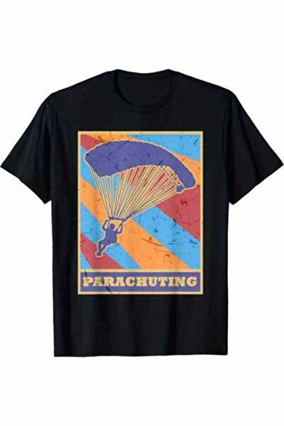 9JY Parachuting Graphic Printed T-Shirt 220g, 100% Cotton, Round Neck Casual ...