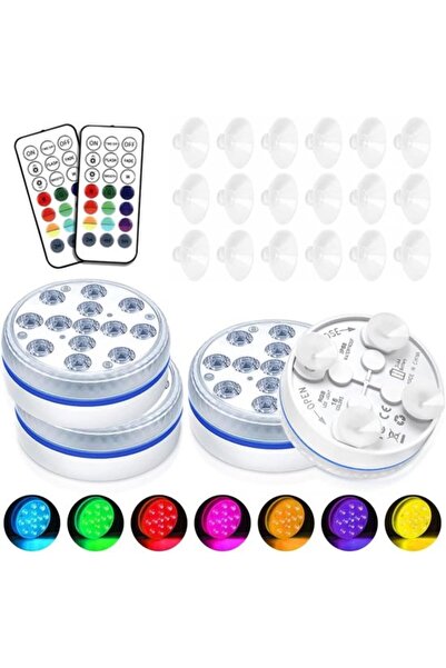 STARSTAR 4-Pack IP68 Waterproof Submersible RGB LED Lights with RF Remote & S...