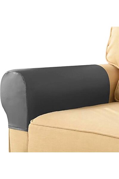 STARSTAR 2-Pack grey PU leather elastic sofa armrest slipcovers, scratch resi...