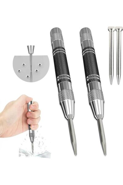 STARSTAR Automatic Grain Center Punch with 2 Replacement Tips for Metal, Wood...
