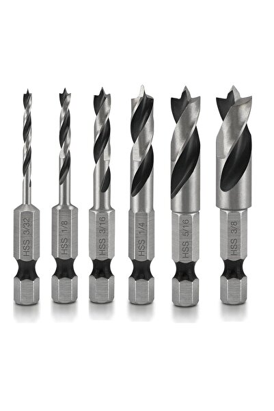 STARSTAR 6-piece short shank drill bit set, hexagonal shank woodworking drill...