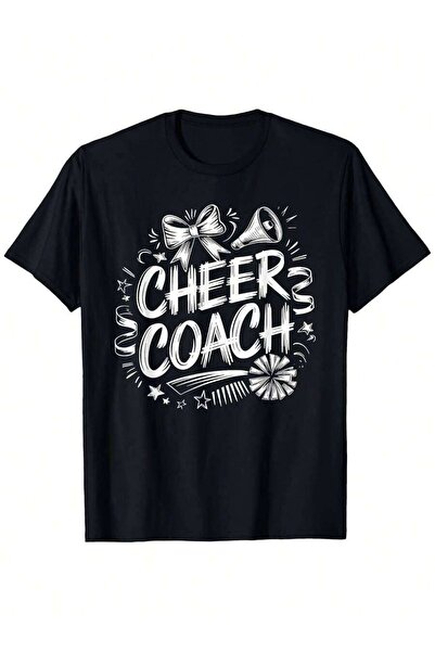 21JNRY Unisex Cheer T-Shirt - Cheerleading Tee Featuring A Megaphone Pom-Pom ...
