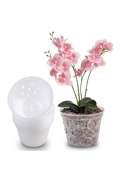 STARSTAR 5-inch clear plastic orchid pots. Pack of 10. Orchid planting pots. ...