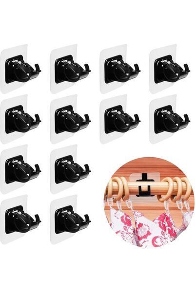 STARSTAR Self-Adhesive Curtain Hooks No Drilling Required - 12 Pieces For Eve...