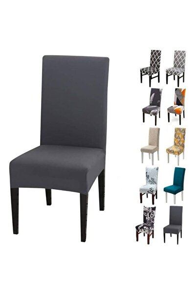 STARSTAR 6-Piece Universal Elastic Chair Cover Set - Modern Style - Gray