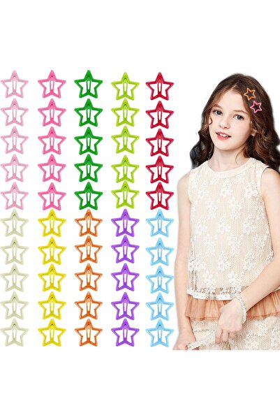 STARSTAR 50 pieces of 3cm sparkly star-shaped hair clips and hairpins in a va...