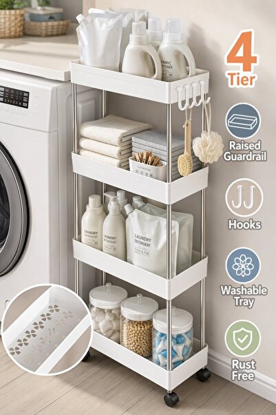 Generic 1 Plastic Rolling Storage Cart 4 Tier Organizer Rack Narrow Space Dra...