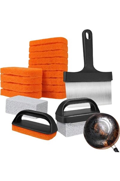 Morvena Picks Set multifuncțional de curățare pentru tigăi grill, cu burete a...