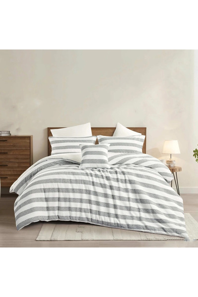 Pazar Home Bedding مفرش بازار هوم روبي مخطط نفرين 7 قطع بحشوة مخيطة 260*240سم